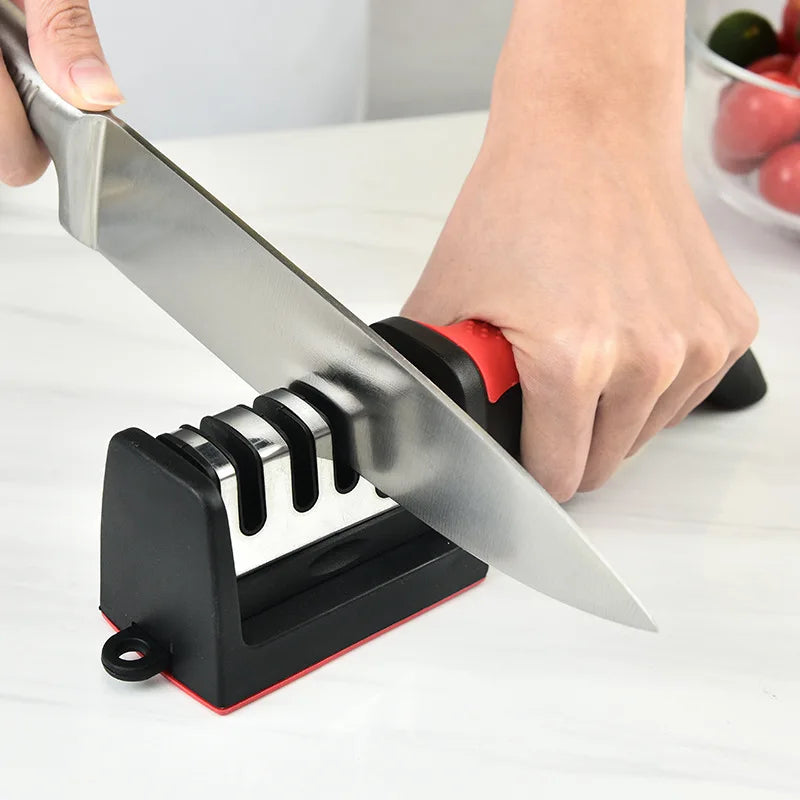 Afiador de facas de cozinha com 4 segmentos para uso doméstico multifuncional