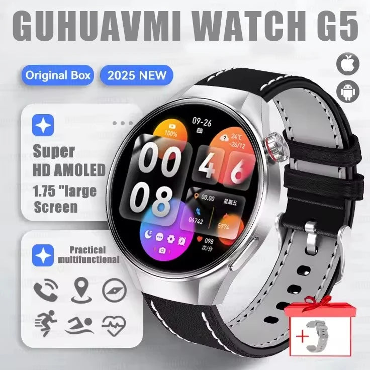 Relógio Original G5 PlUS Relógio Inteligente 1,75 "HD AMOLED Tela GPS Faixa Frequência Cardíaca Marculino