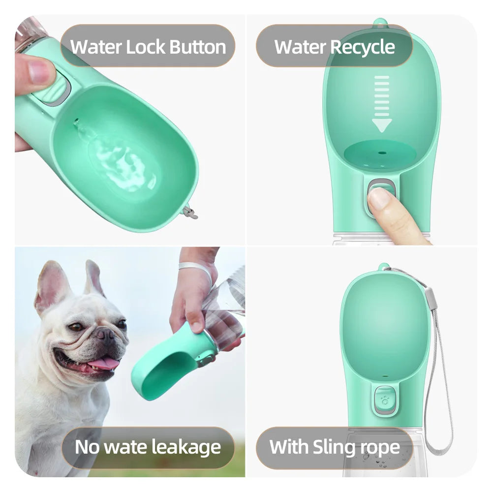 Garrafa portátil para pets com botão dosador