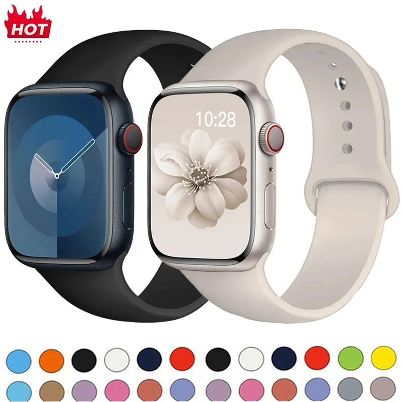 Pulseira de silicone para relógio Apple 46mm 44mm 45mm 40mm 41mm8 7 6 5 SE Ultra3