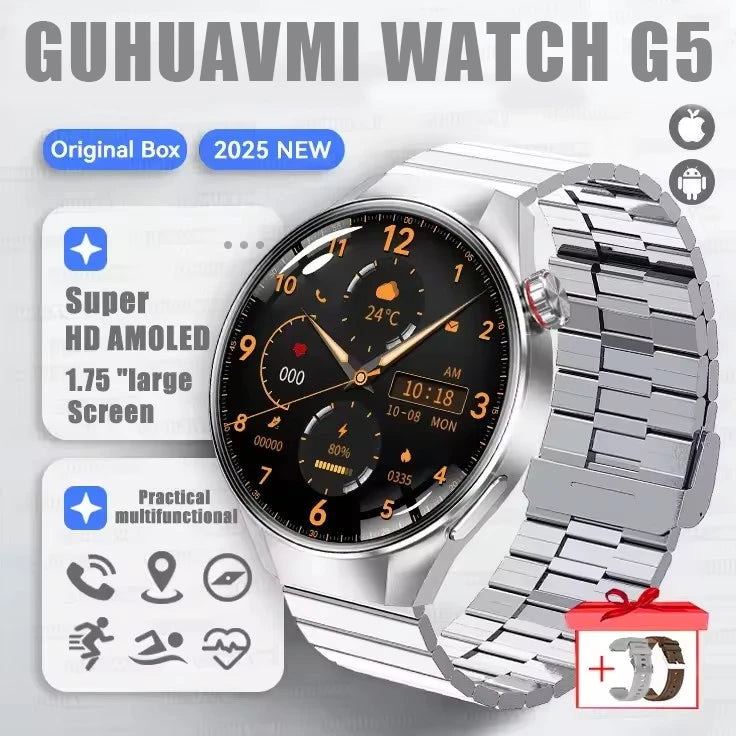 Relógio Original G5 PlUS Relógio Inteligente 1,75 "HD AMOLED Tela GPS Faixa Frequência Cardíaca Marculino