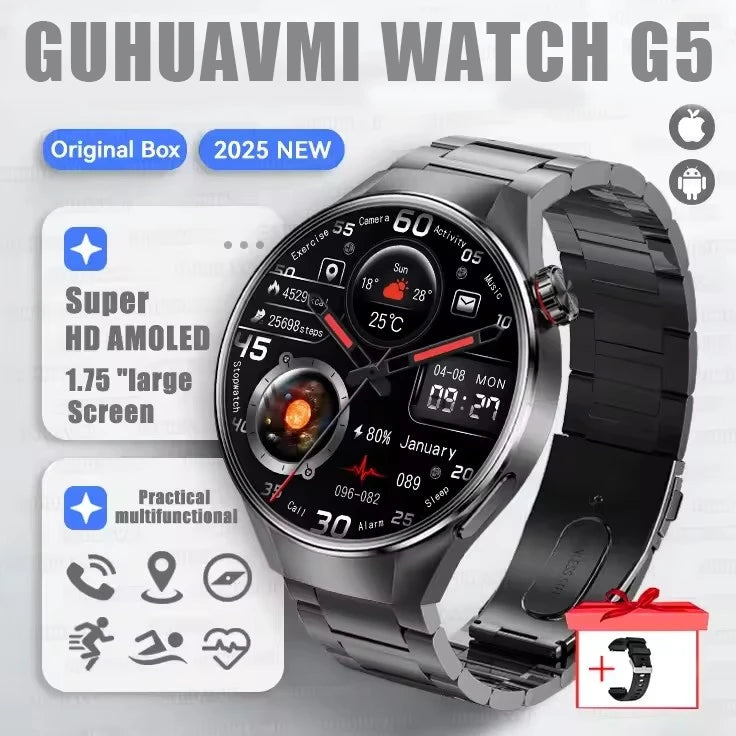 Relógio Original G5 PlUS Relógio Inteligente 1,75 "HD AMOLED Tela GPS Faixa Frequência Cardíaca Marculino