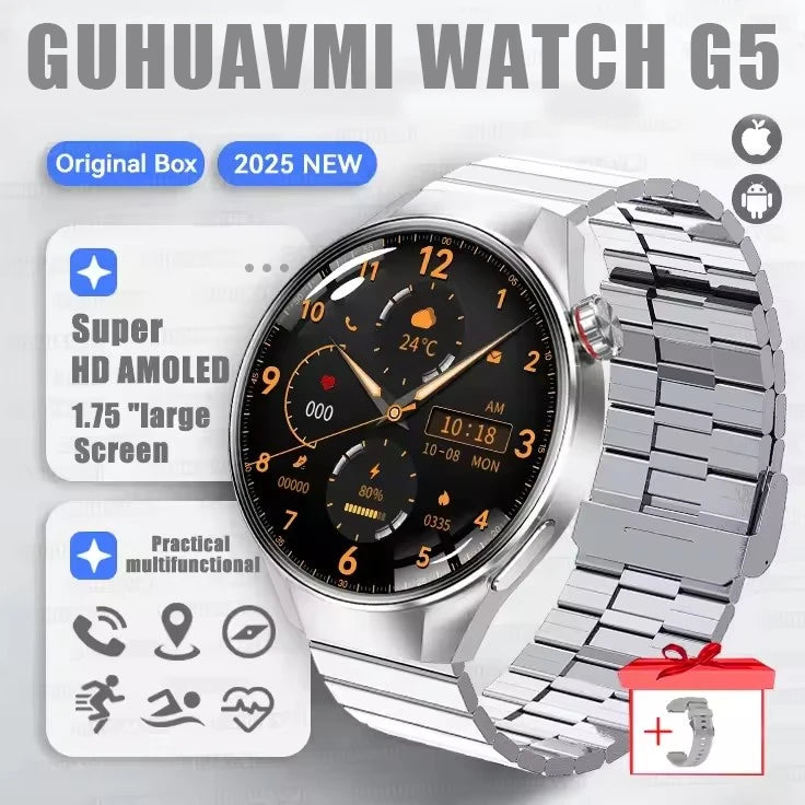 Relógio Original G5 PlUS Relógio Inteligente 1,75 "HD AMOLED Tela GPS Faixa Frequência Cardíaca Marculino