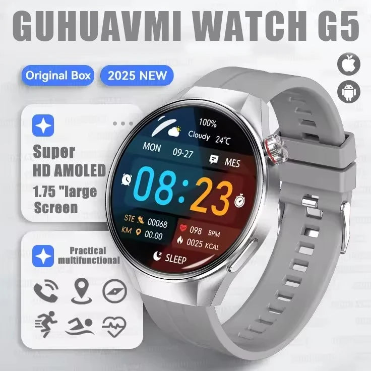 Relógio Original G5 PlUS Relógio Inteligente 1,75 "HD AMOLED Tela GPS Faixa Frequência Cardíaca Marculino