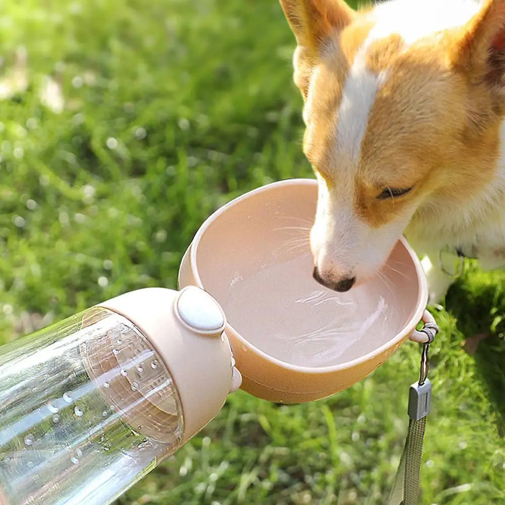 Garrafa para pet dois em um para água e ração - variações de cores