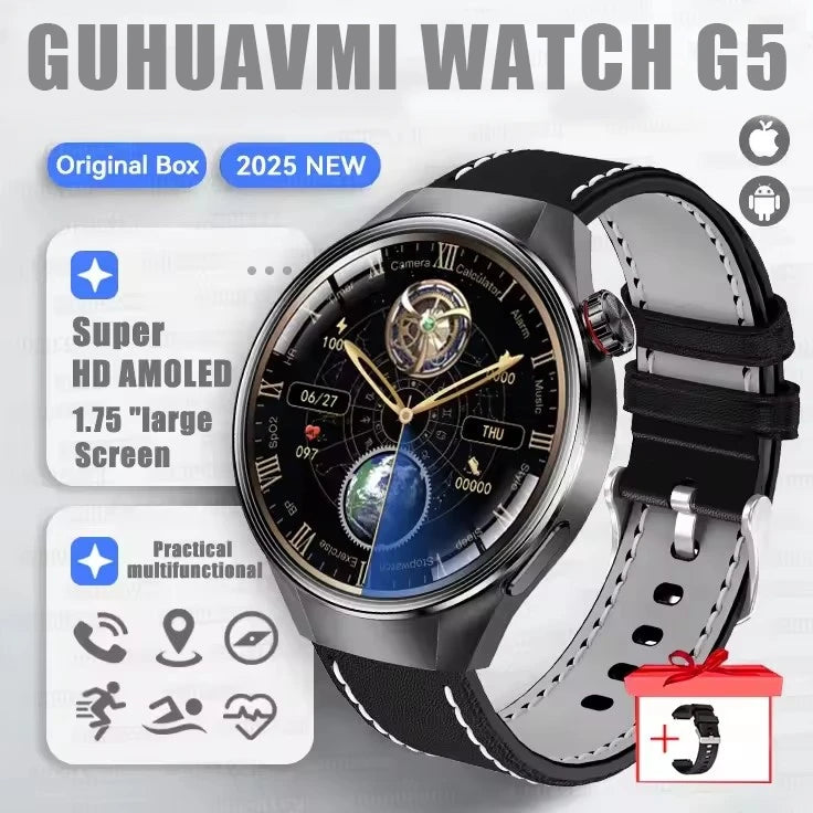Relógio Original G5 PlUS Relógio Inteligente 1,75 "HD AMOLED Tela GPS Faixa Frequência Cardíaca Marculino