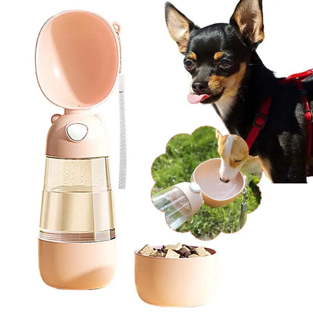 Garrafa para pet dois em um para água e ração - variações de cores