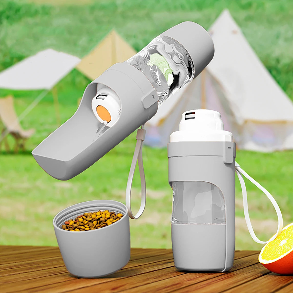 Garrafa de água portátil para cães e gatos - água e comida