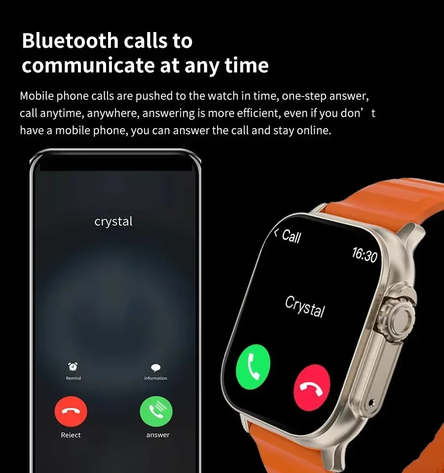 Relógio inteligente masculino T800 Ultra com tela AMOLED de 49 mm e NFC Comp